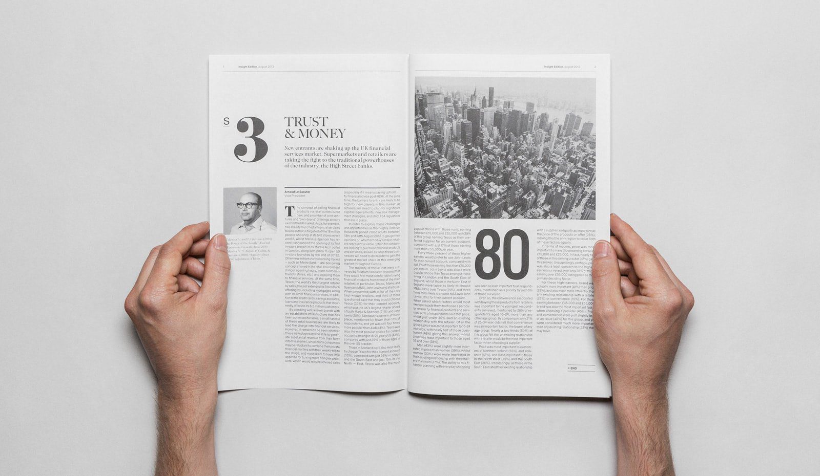 Editorial illustration of a long-form article layout with a modular image grid, integrated captions, and generous whitespace, featuring a Patty Meltt stage poster in the background.