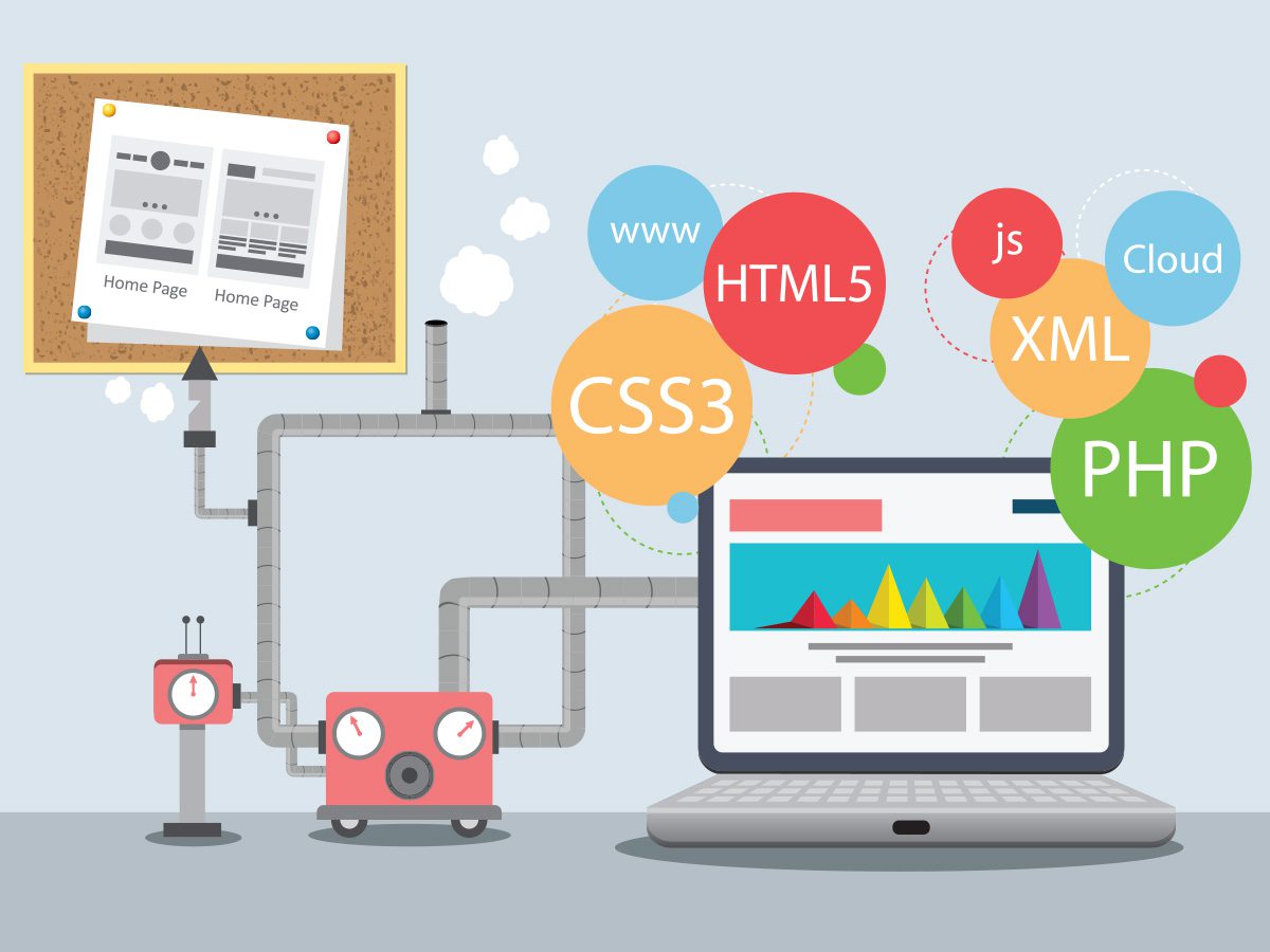 A passionate web developer in a bright workspace, learning about HTML and URL patterns.