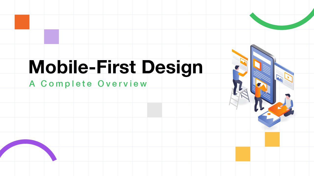 A modern digital workspace where web designers collaborate on mobile-first design concepts.