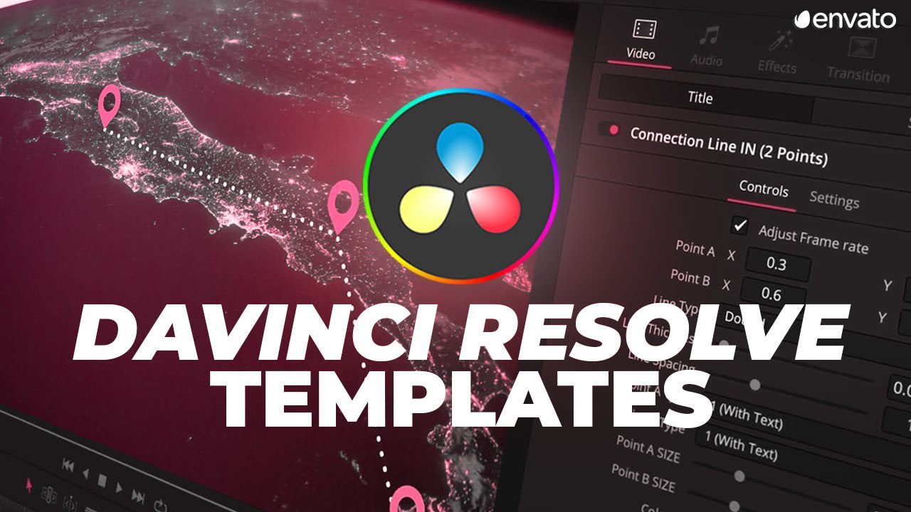 A vibrant digital collage of DaVinci Resolve slideshow and photo gallery templates showcasing diverse styles and effects for video presentations.