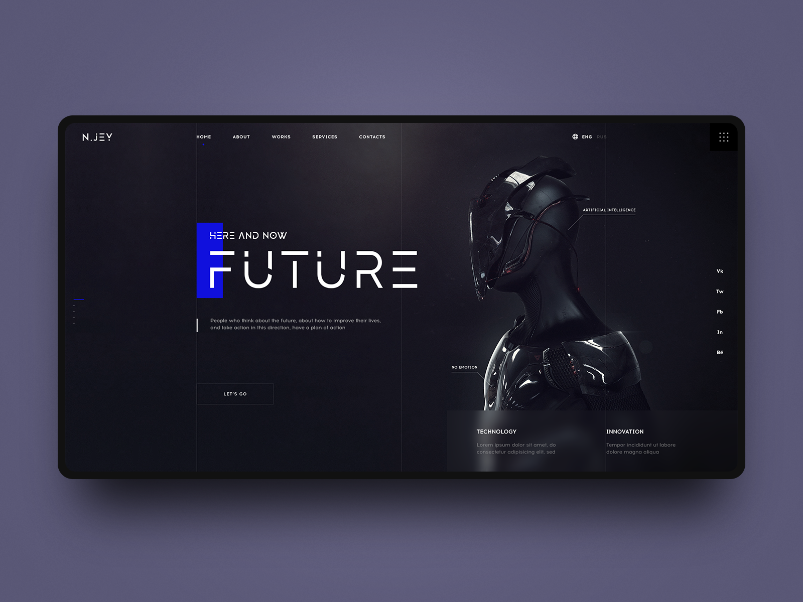 A modern and futuristic web design studio showcasing minimalistic and vibrant design trends.