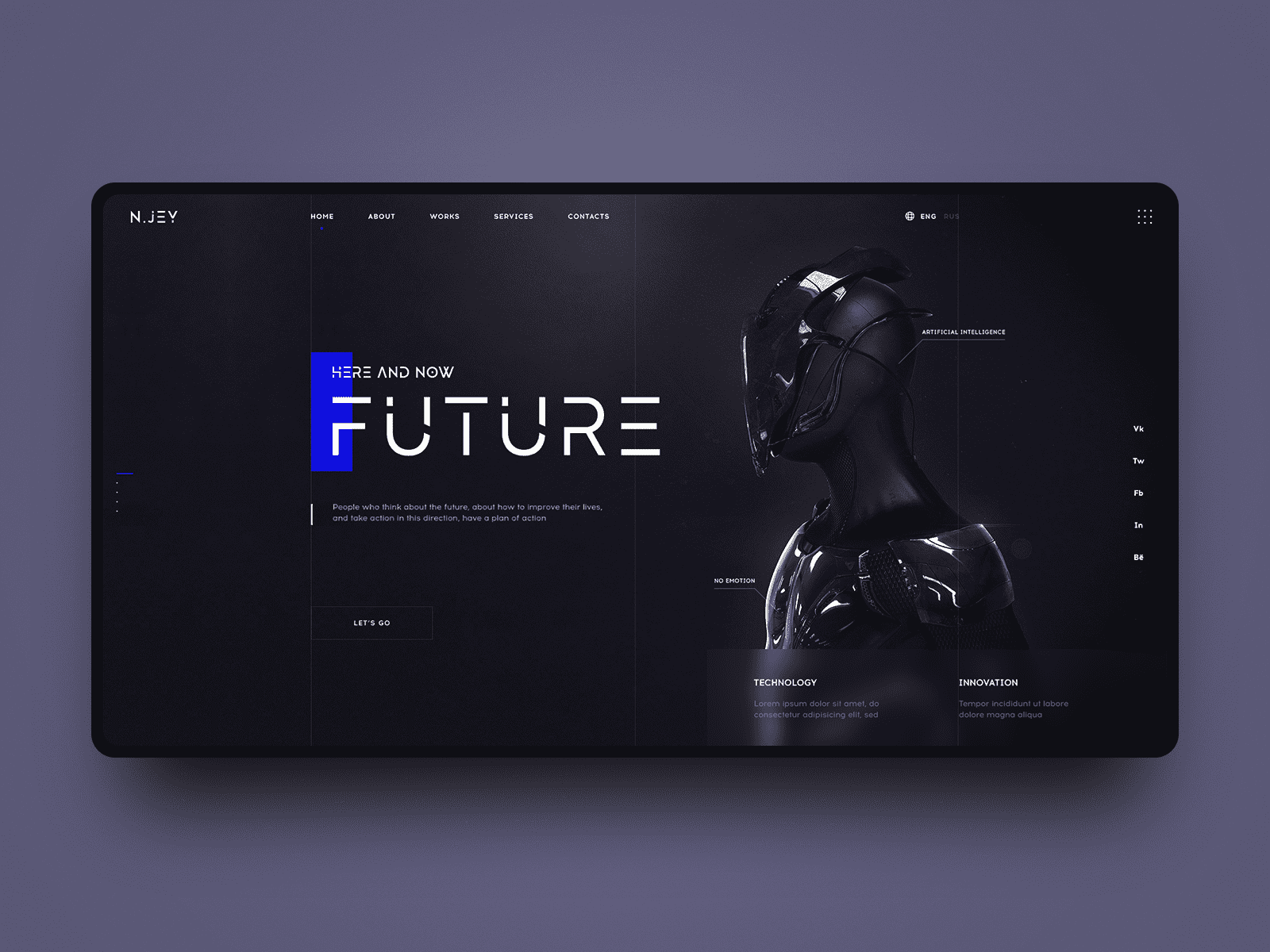 A futuristic digital workspace depicting the latest trends in web design for 2023, featuring dark mode interfaces, minimalism, interactive elements, and sustainability.