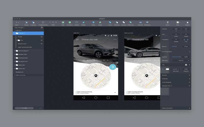 Modern user interface design inspired by macOS Tahoe, featuring the Liquid Glass aesthetic and digital design tools.