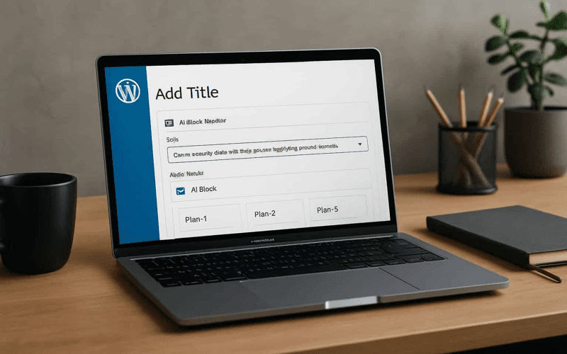 Illustration of Telex AI-powered block builder for WordPress interface showcasing Timeline block creation process.