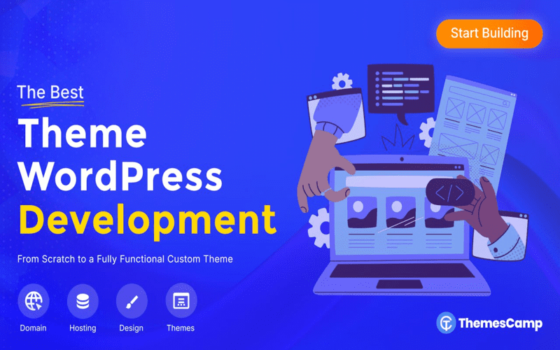 A visual representation of the evolution of WordPress theme development, contrasting traditional coding practices with modern block-based design.