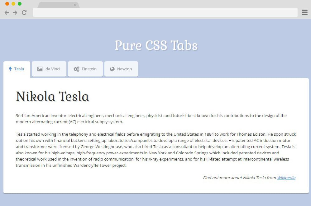 A visual representation of a modern tab interface created with HTML and CSS, showcasing design principles for accessibility and responsiveness.