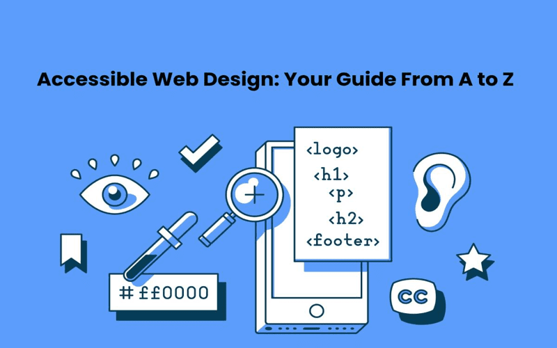 Graphic illustrating the principles of accessible web design with icons for Perceivable, Operable, Understandable, and Robust, designed to highlight inclusivity and accessibility.