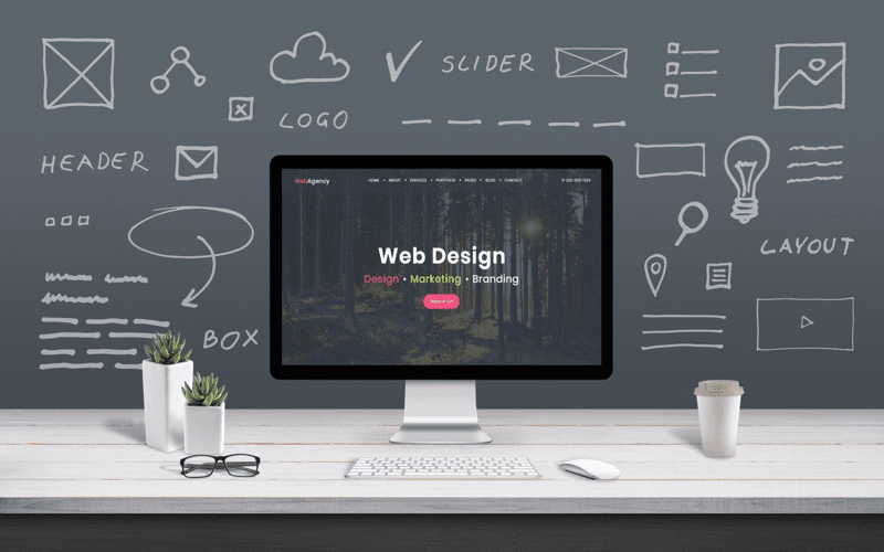 A modern web design agency office showcasing professionals collaborating on WordPress hosting solutions.