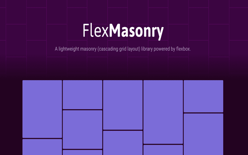 A visual representation of a masonry layout using CSS grid, featuring various sized items and a clean design with code snippets demonstrating grid-lanes.