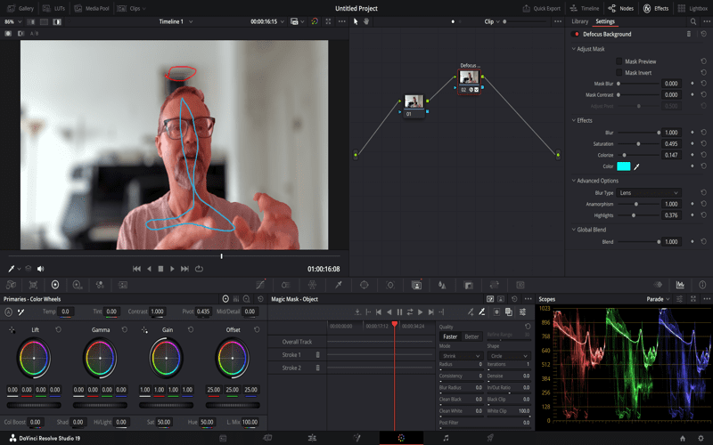 A modern digital workspace for video editing with DaVinci Resolve and vibrant templates displayed on the screen.