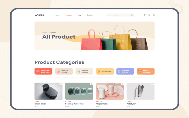 A visual mockup of a user-friendly e-commerce website showcasing modern design elements and high-quality product images.