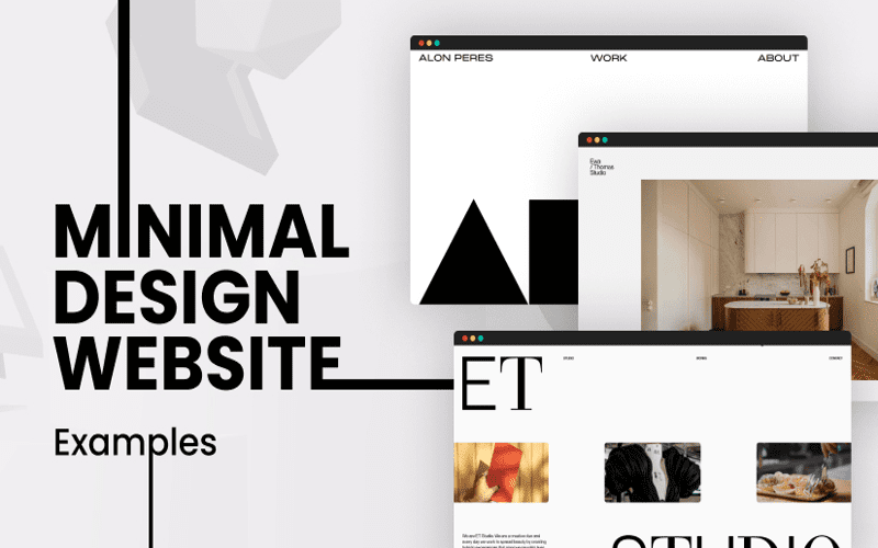A modern web design layout showcasing 2023 trends including dark mode, bold typography, and responsive design elements.