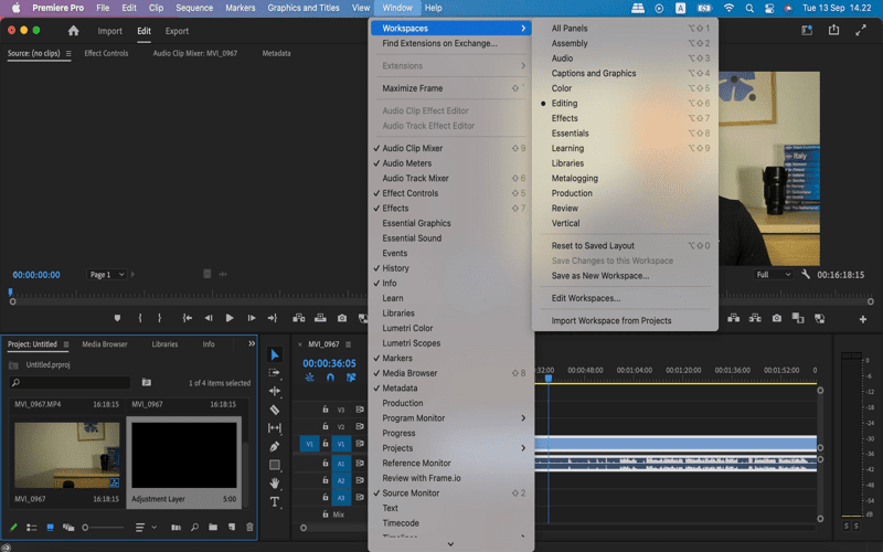 Modern video editor using Adobe Premiere Pro with colorful timeline and creative workspace.