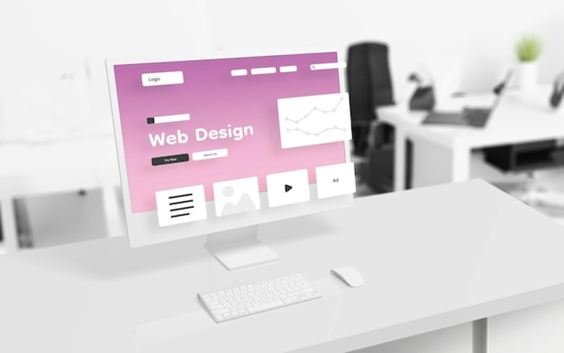 A modern and vibrant digital workspace showcasing web design creativity featuring Adobe XD.