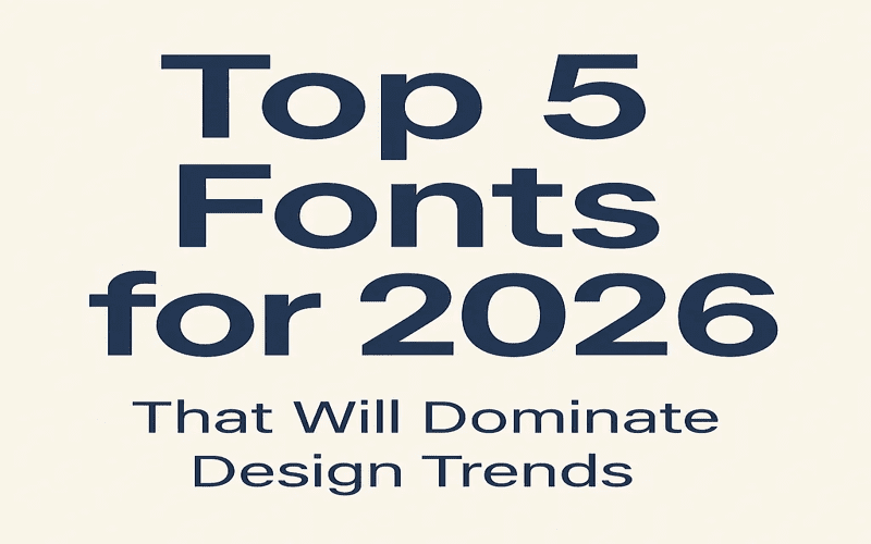 A graphic showcasing the best fonts for web design in 2026, featuring various font styles and their descriptions.