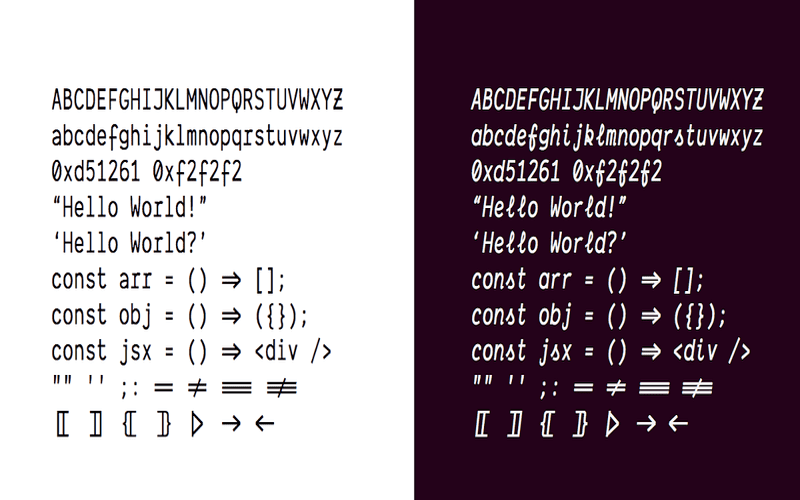 A modern coding workspace showcasing various monospaced fonts used by developers.