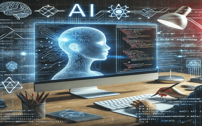A digital rendering of futuristic web development trends for 2026 showcasing AI coding tools, edge computing frameworks, and accessibility features.