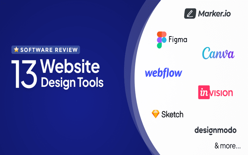 A collage showcasing top web design tools like Adobe XD, Figma, and Canva in a bright and creative digital workspace.