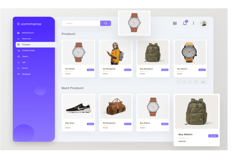 Illustration of a modern ecommerce interface showing discounted subscription prices with CSS math calculations.