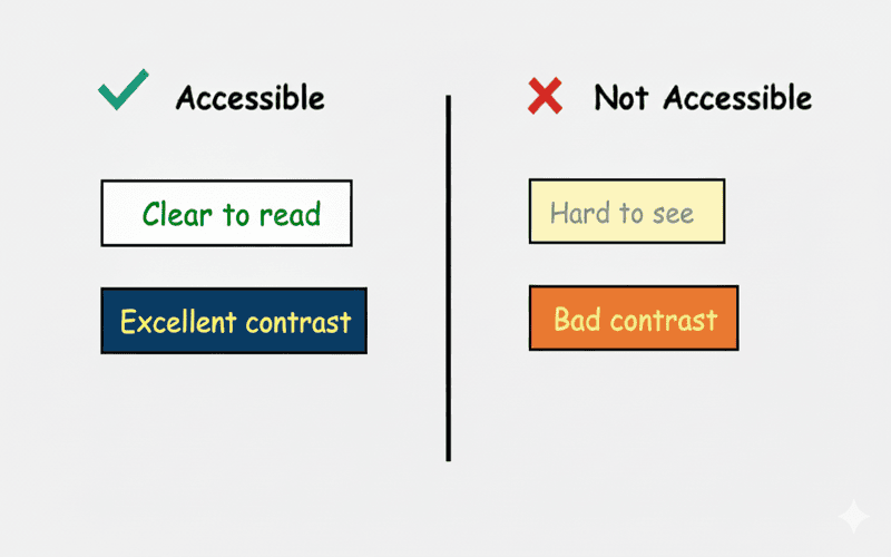 Infographic illustrating best practices for web navigation accessibility with clear labels and user-friendly icons.