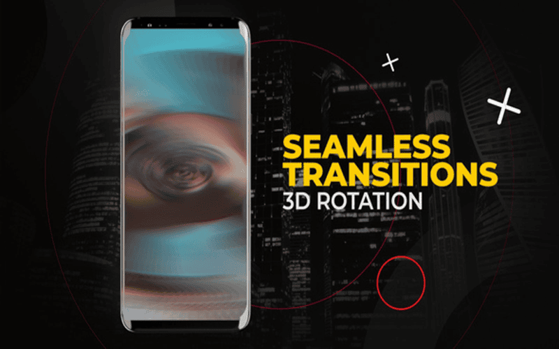 Illustration of a web developer coding 3D view transitions in CSS with animated cards flipping on the screen.