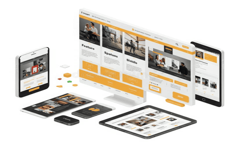 Mockup of an accessible web design illustrating features like keyboard navigation, text alternatives, and high contrast color schemes for a clean UI.