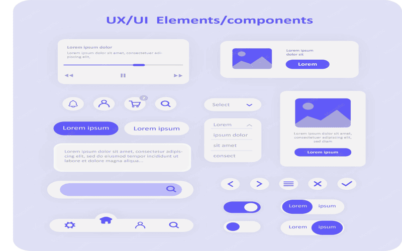 A modern hero image illustrating scroll-driven animations in web design, featuring two columns of dynamic elements moving in opposing scroll directions on a light cyan background.