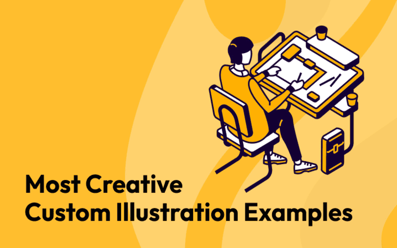 Illustration of modern web design trends for 2023 including minimalist layout, dark mode feature, custom illustrations, and responsive design.