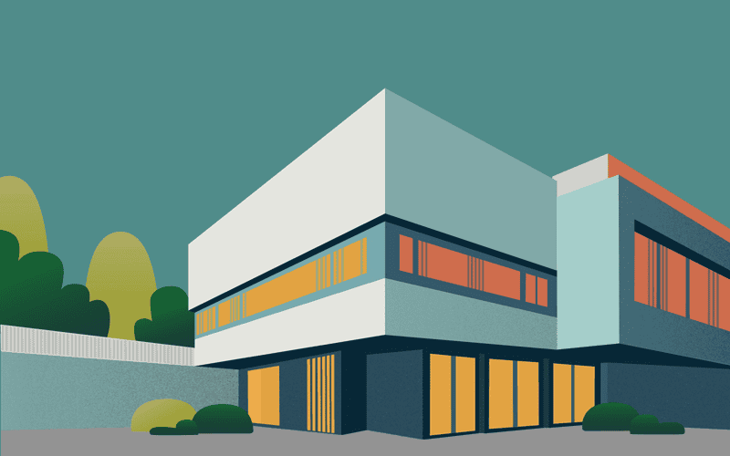 Abstract illustration representing the concept of pricing strategy for WordPress projects, featuring geometric shapes and a professional color palette.