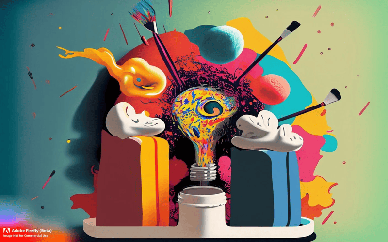 Abstract representation of a prepersonalization workshop, featuring geometric shapes and vibrant colors.